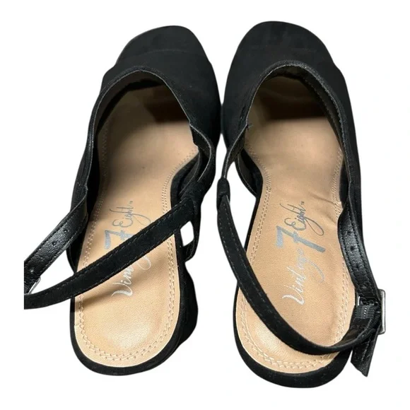 VINTAGE 7 EIGHT Women's Heel Sandals Black colored Suede open toe size 8 Medium - Picture 8 of 9